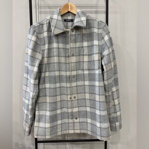 Men’s Express thick wool gray plaid shirt jacket - XS